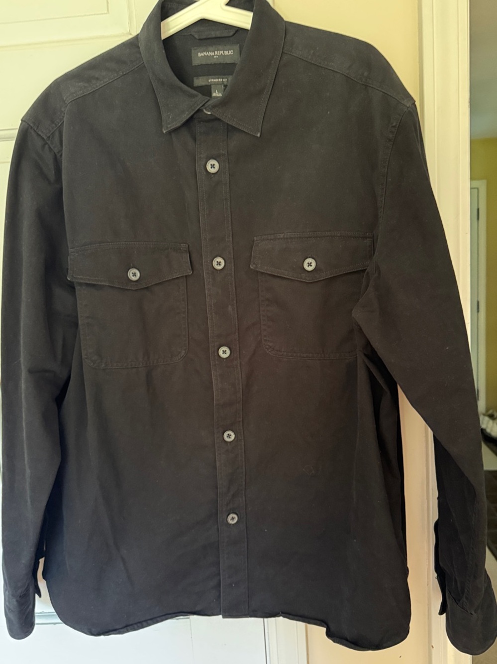 Banana Republic Men's Black Button-Front Shirt Jacket
